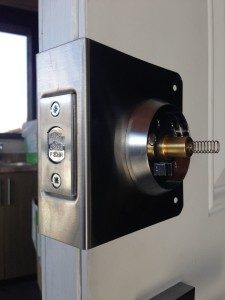 Abloy High Security Deadbolt Vancouver Special inside view with T-Turn / Door Reinforcer
