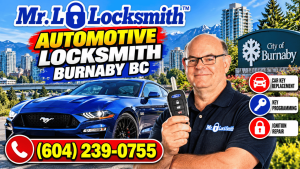 Terry Whin-Yates with the Mr. Locksmith mobile service van providing automotive locksmith services